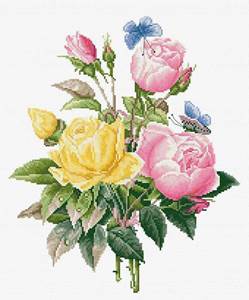 Изображение Желтые розы и бенгальские розы