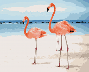 Изображение Парочка фламинго на берегу